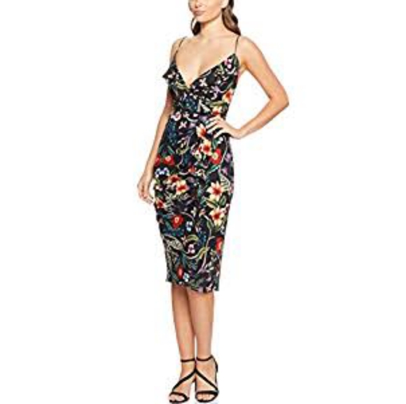COOPER ST Gardenia Vintage Drape Black Floral Midi Dress NWT - Picture 3 of 11